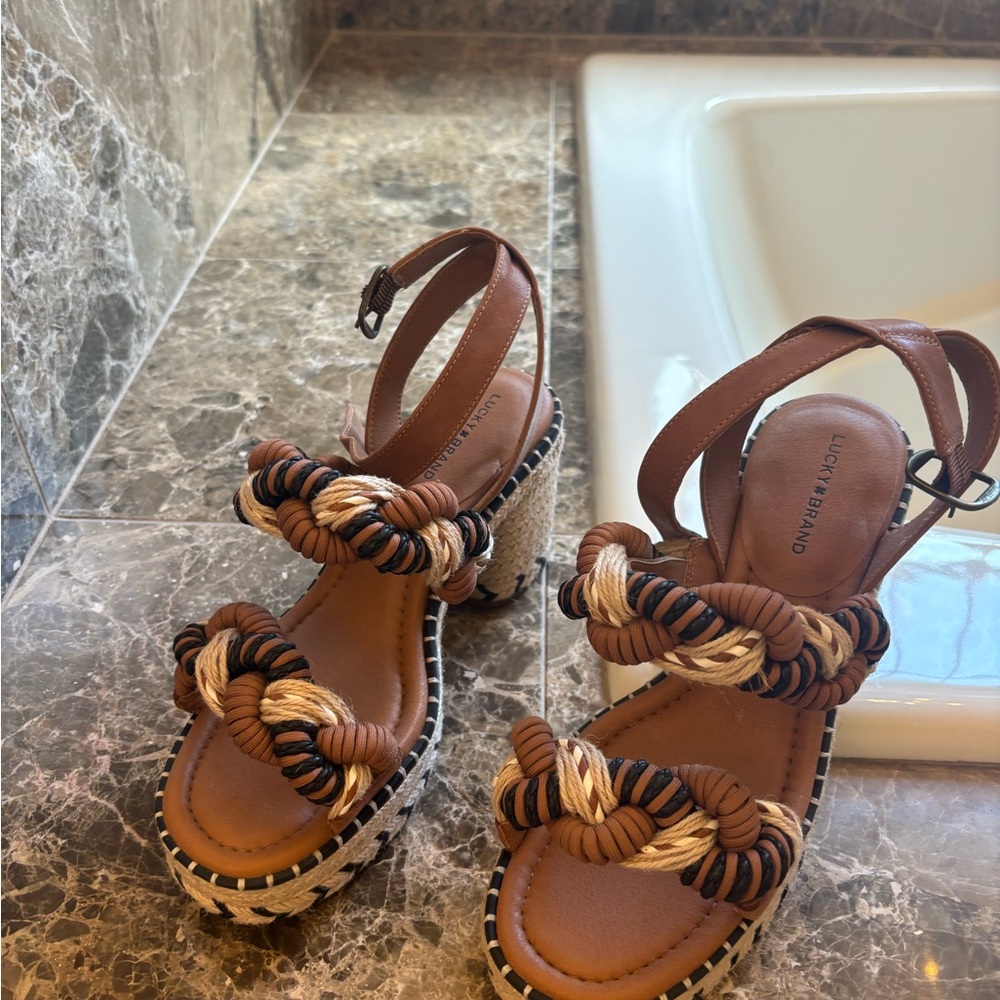 Lucky Brand Brown and Black Woven Sandals - Picture 7 of 7